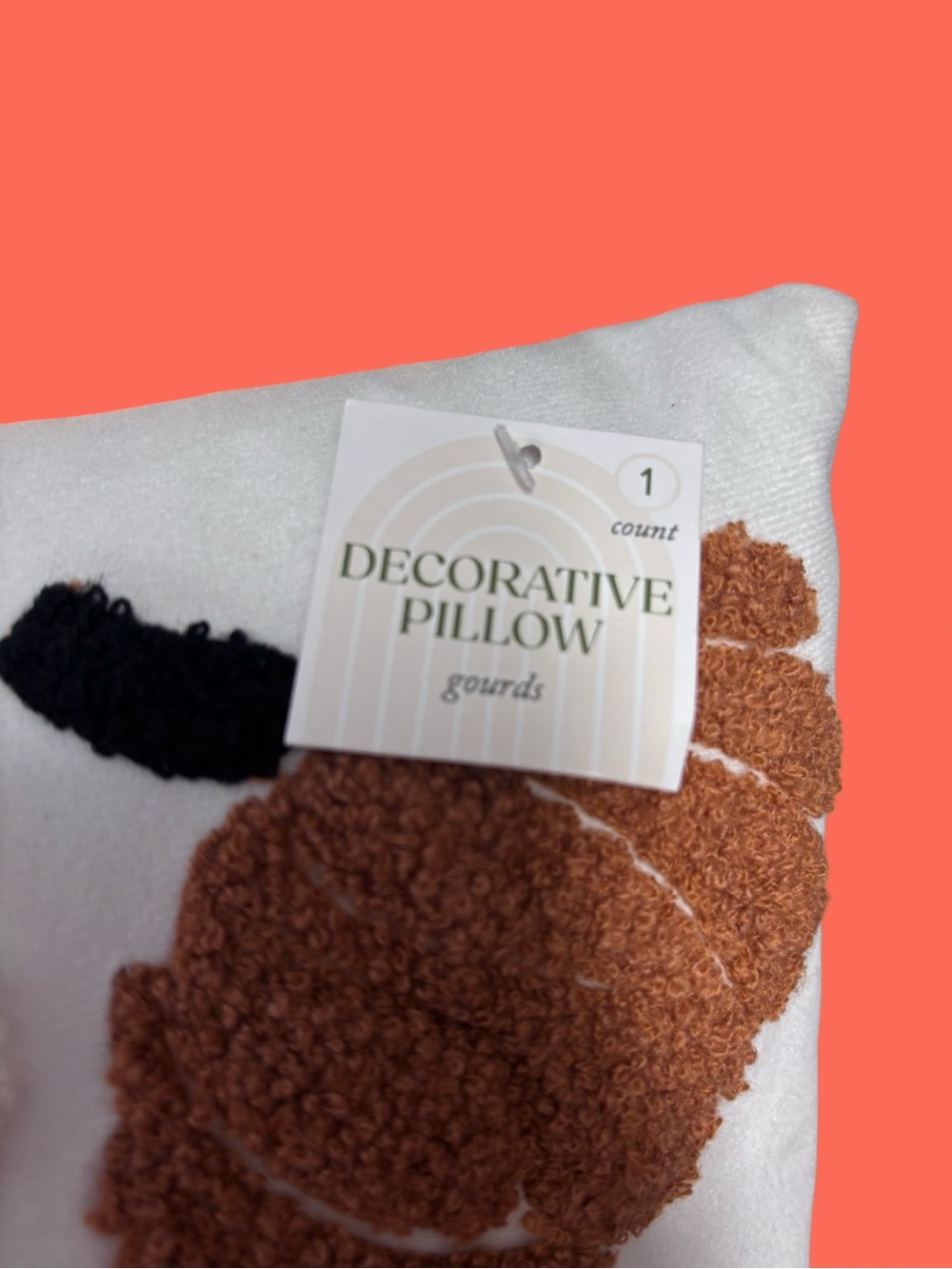 Decorative Harvest Pumpkin Accent Pillow - White & Orange and Green - Picture 2 of 4